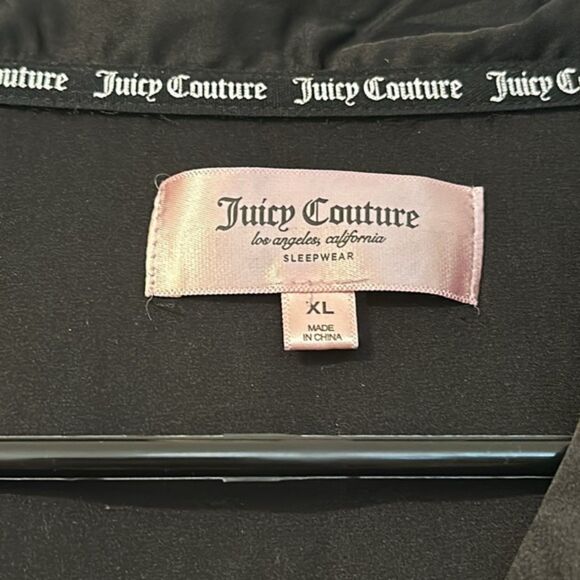 Juicy Coutour Satin Silky Bling Spellout Logo Collar Pajama Shirt Womens XL 90s - Picture 5 of 9
